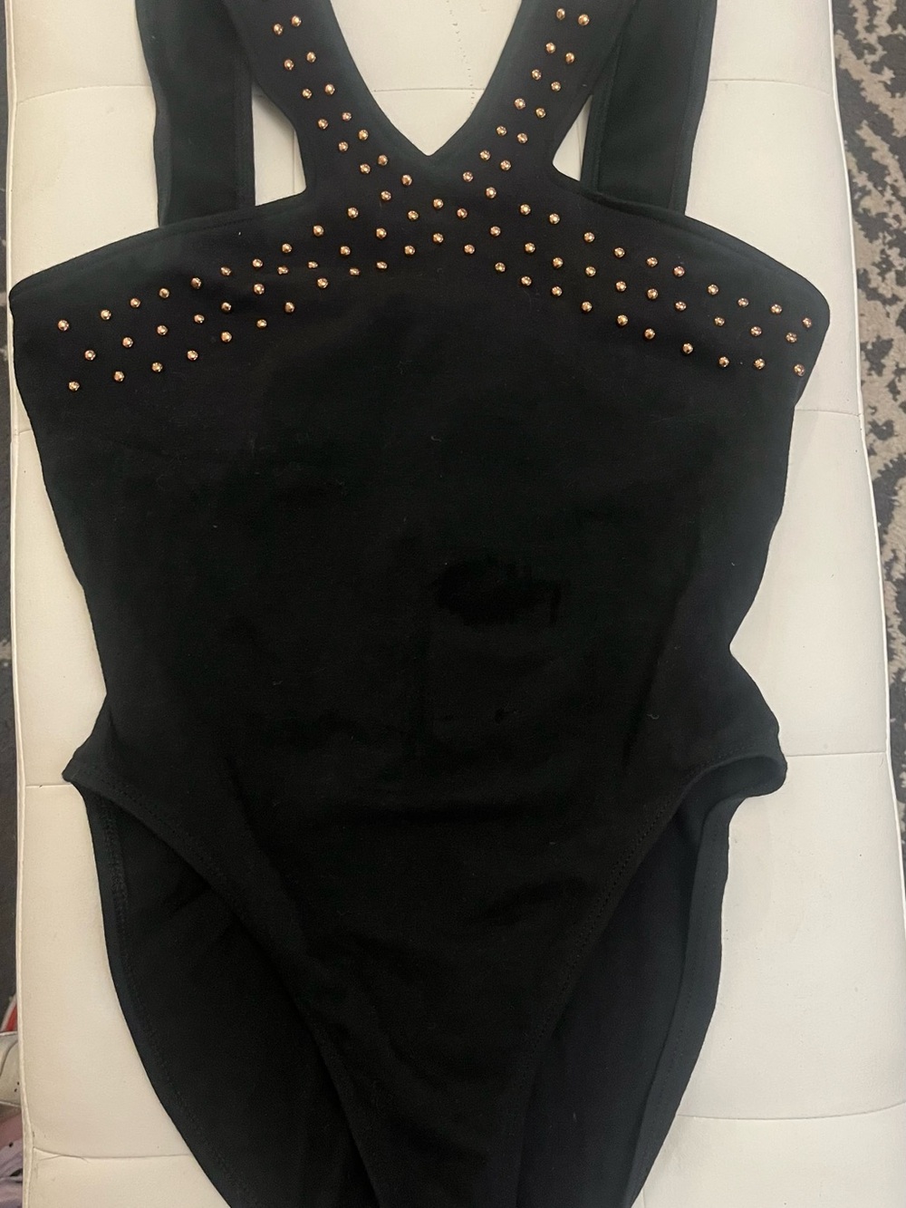 Kenneth Cole Black One-Piece Swimsuit with Gold Studs